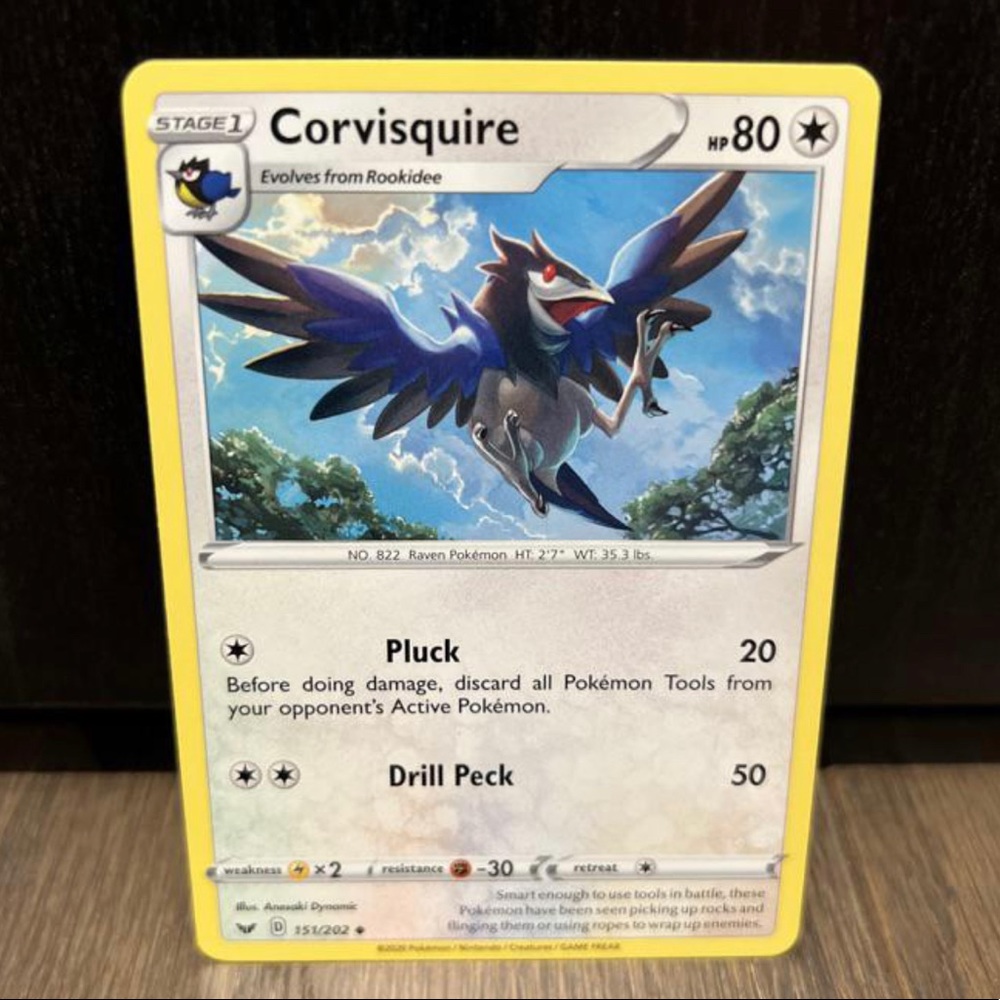 Pokemon Sword & Shield Corvisquire Trading Card